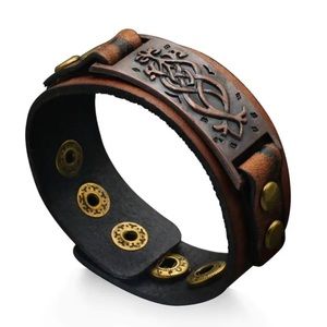 Naga Leather & Copper Bracelet Celtic Emblem.